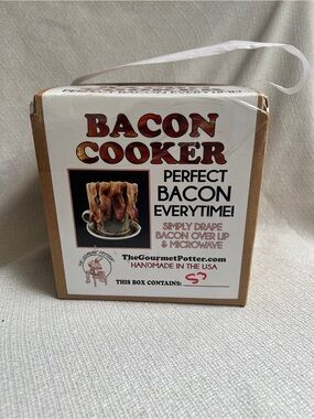 Bacon Cooker Ceramic Lip - Brown Bacon Holder by
